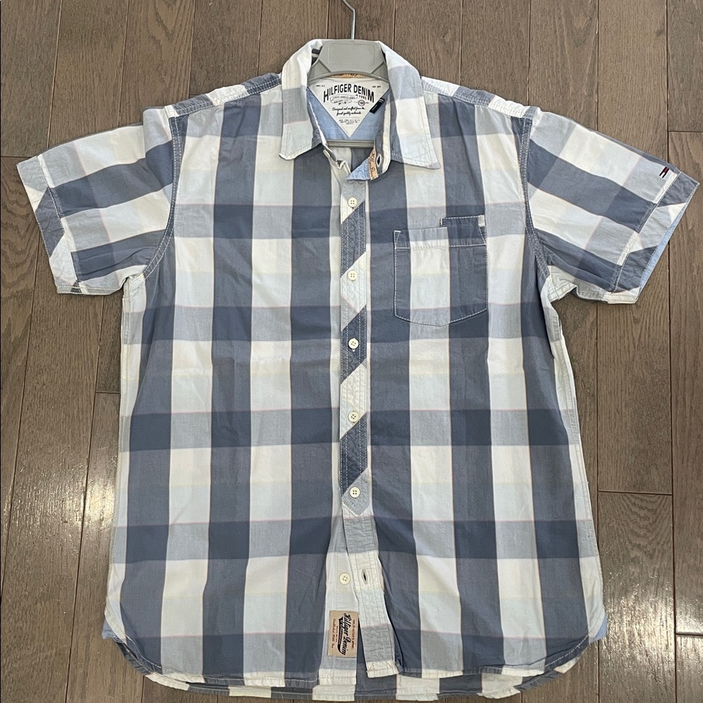 Tommy Hilfiger Mens Medium Denim Button Down Shirt Long Sleeve Cotton M